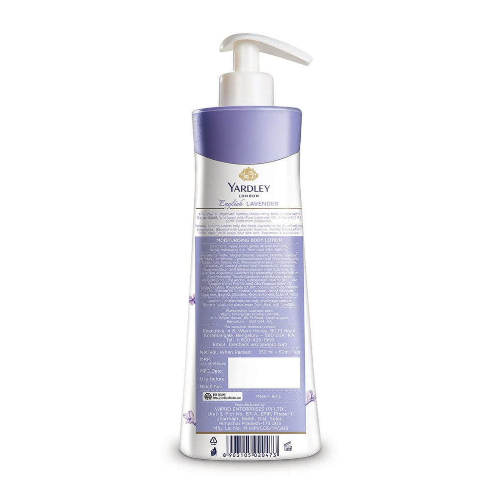 Loción corporal Yardley lavanda inglesa cuidado diario para el cuerpo