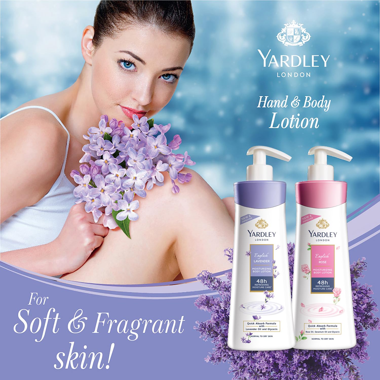 Frasco de 400 ml de Yardley lavanda inglesa diseño elegante