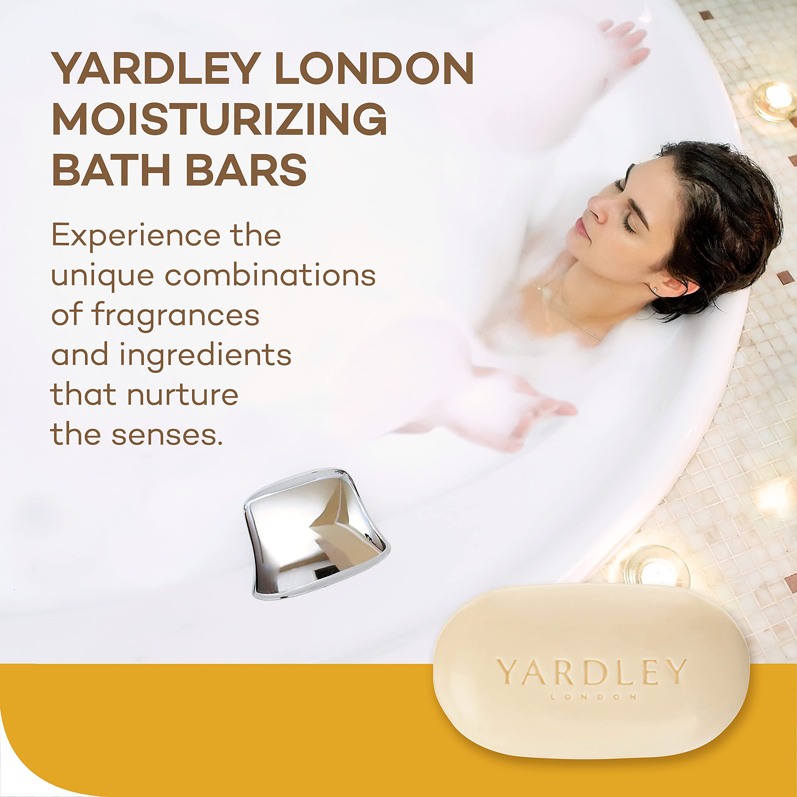 Espuma rica y suave de Yardley London Lemon Verbena para una experiencia de baño relajante