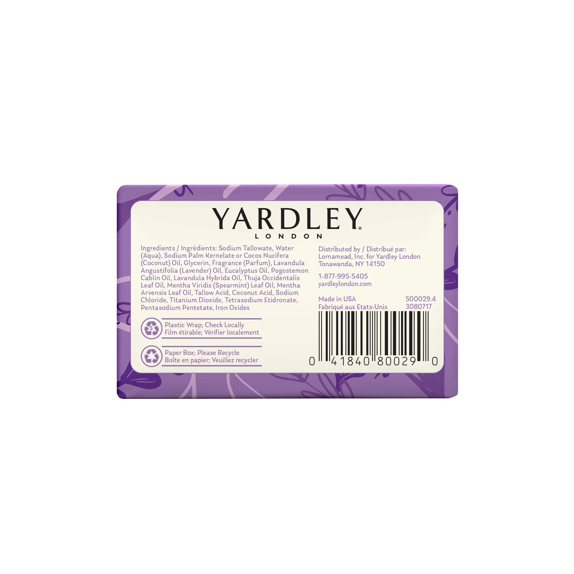 Yardley London Nourishing Bath Bar moisturized skin and lasting softness