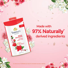 Yardley London Red Rose Talco: aplicación diaria que deja sensación fresca y limpia.
