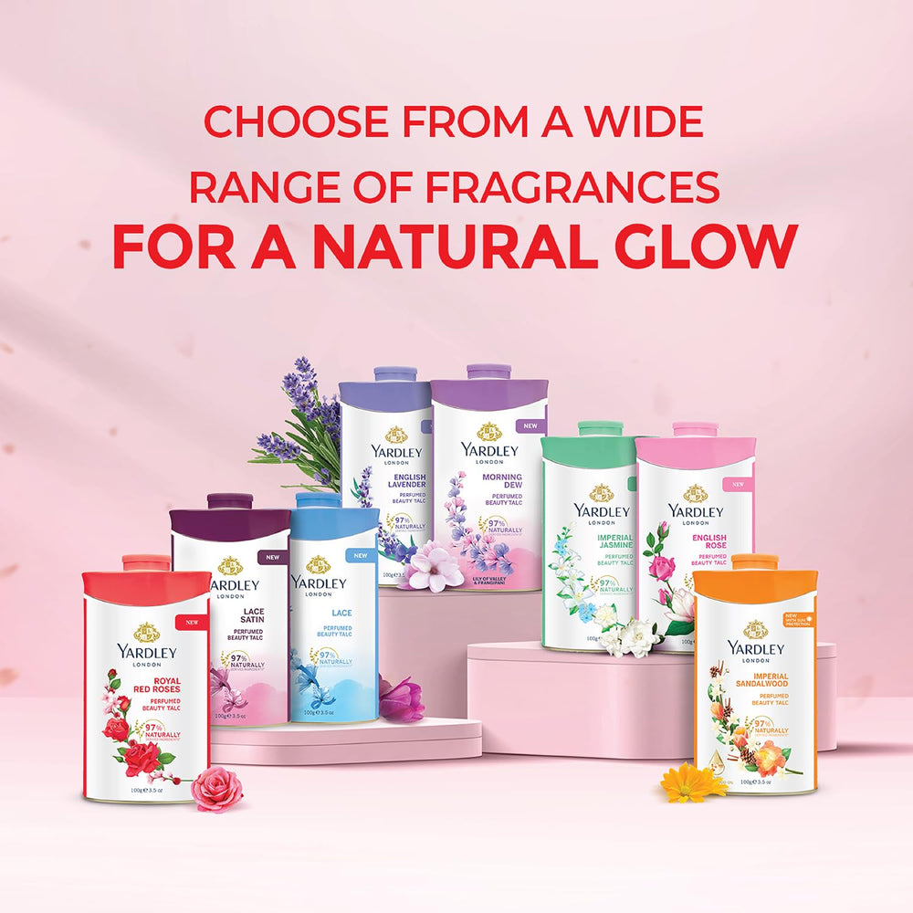 Yardley London Red Rose Talco: diseño clásico que complementa cualquier rutina de cuidado.