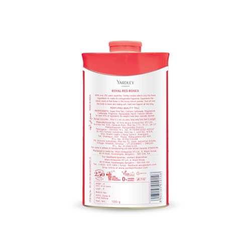 Yardley London Red Rose Talco: textura finísima para una aplicación suave.