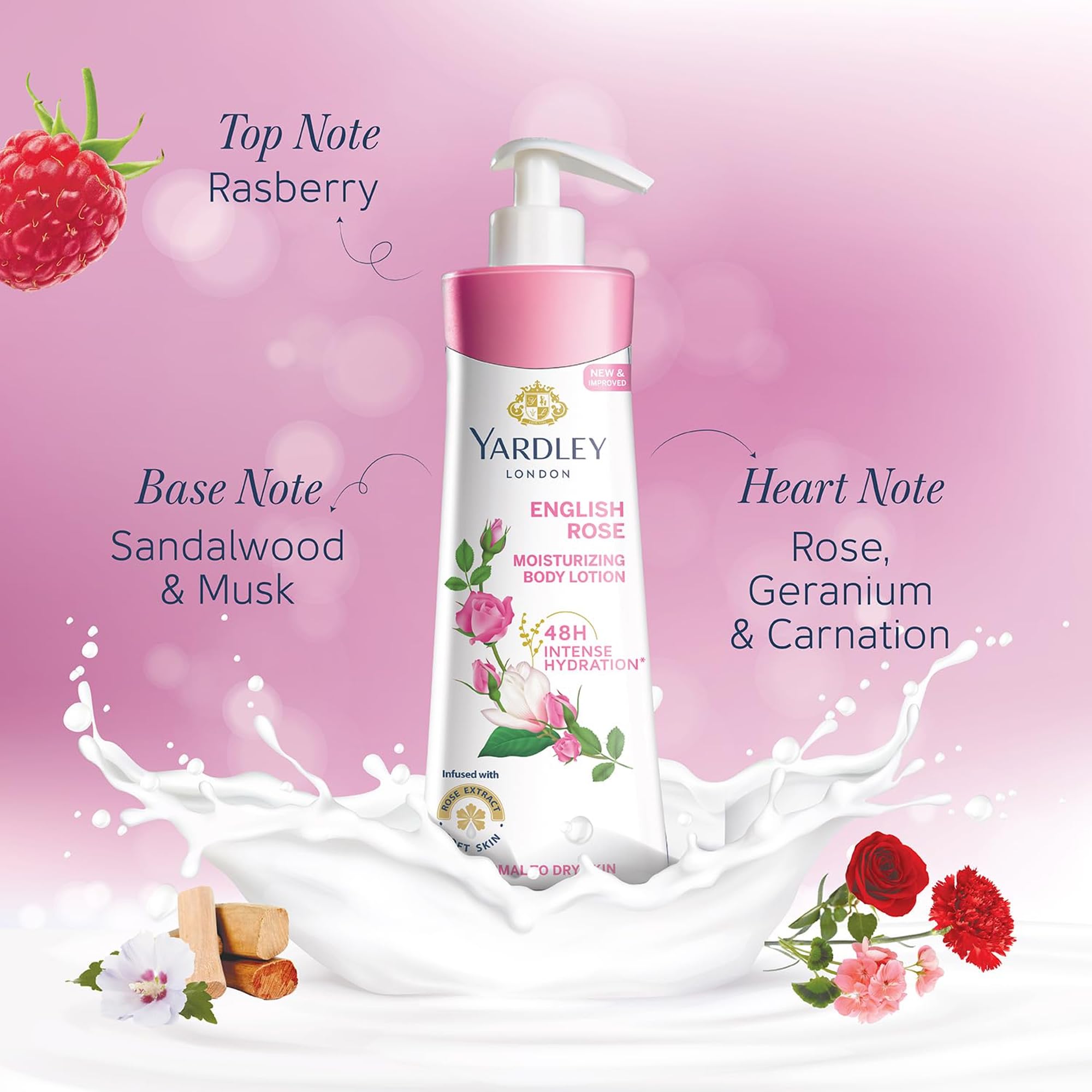 Yardley London Rosa Inglesa cuidado diario de la piel con aroma floral.