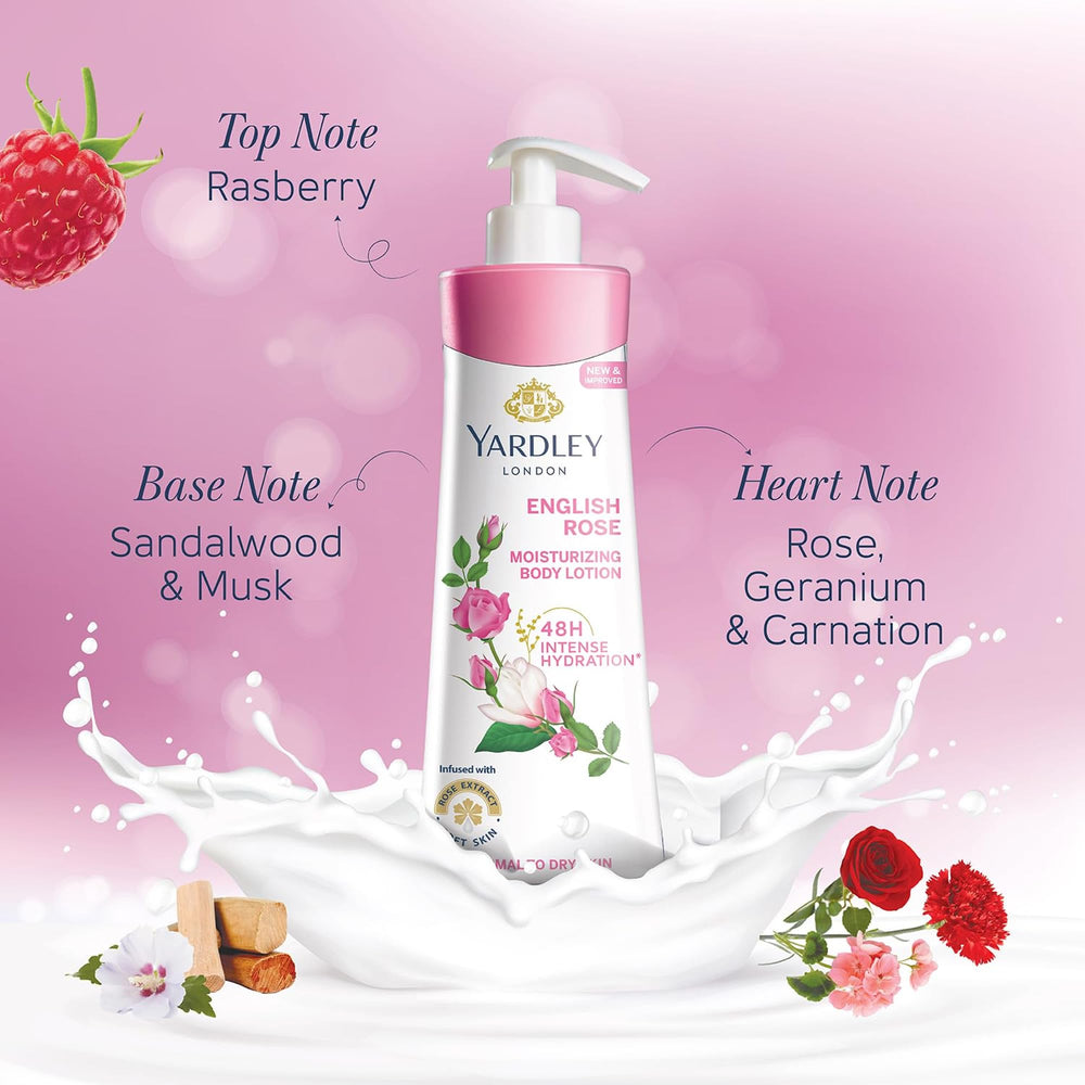 Yardley London Rosa Inglesa cuidado diario de la piel con aroma floral.