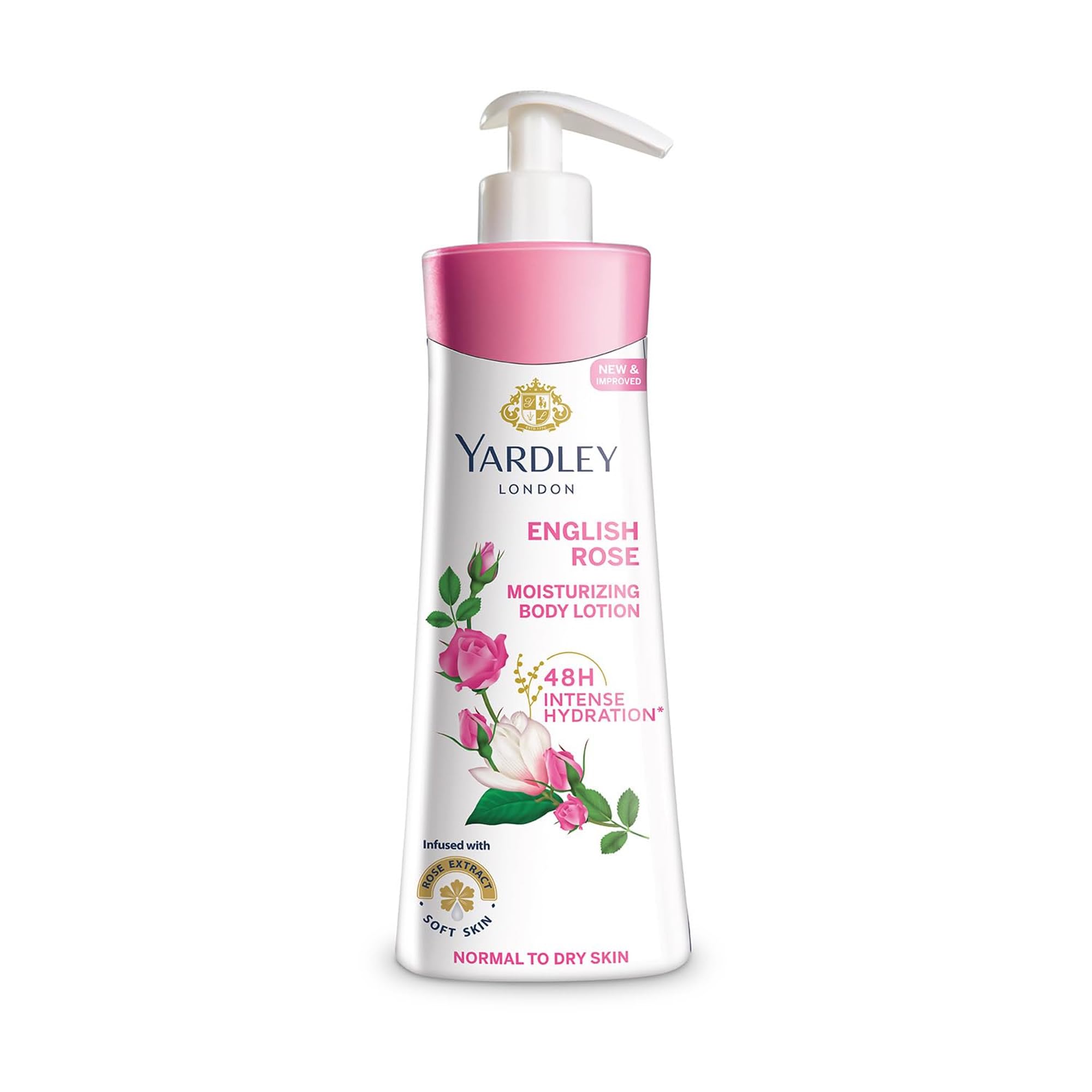 Yardley London Rosa Inglesa, loción corporal en botella, aroma floral suave.