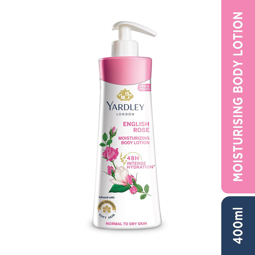 Yardley London Rosa Inglesa, textura ligera que se absorbe rápido para uso diario.