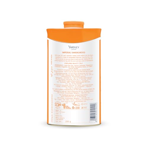 Yardley London talco fragancia sandalo cálida con aroma duradero