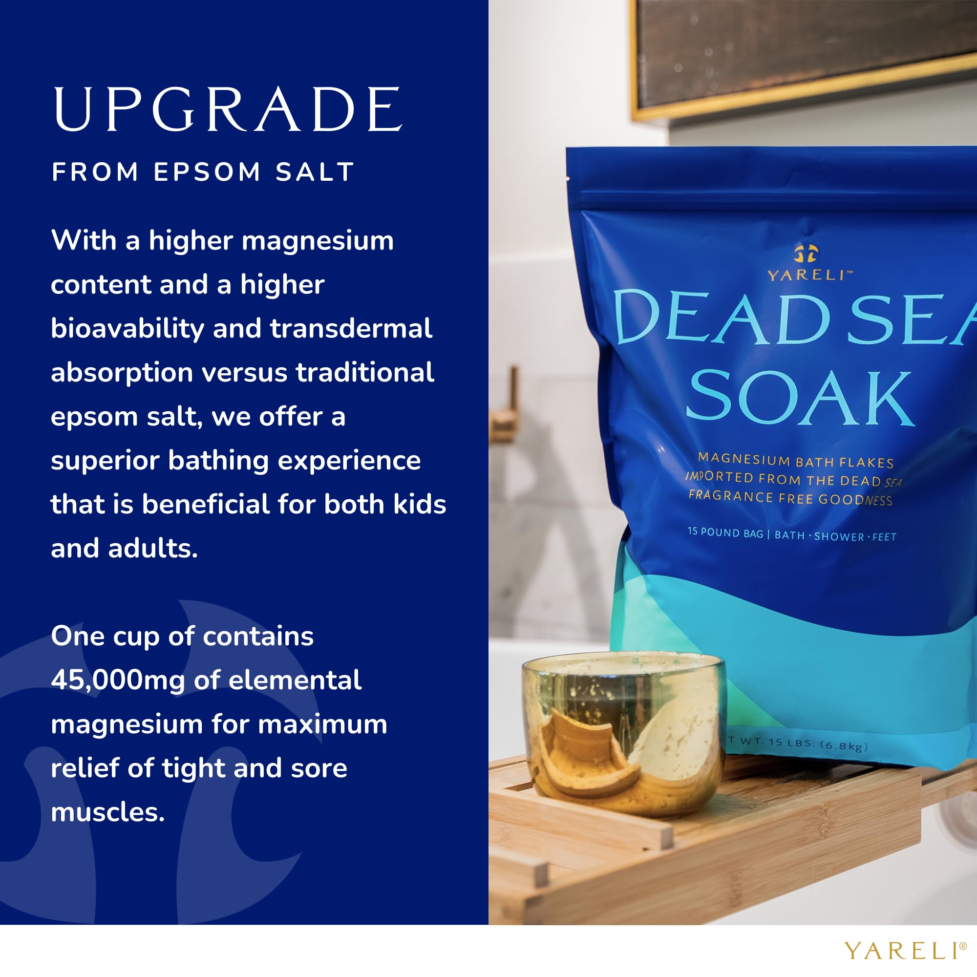 YARELI close-up magnesium crystals highlighting premium Dead Sea sourcing.