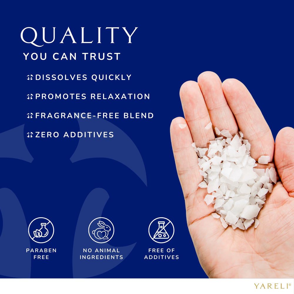 YARELI foot soak therapy using magnesium flakes for tired feet.