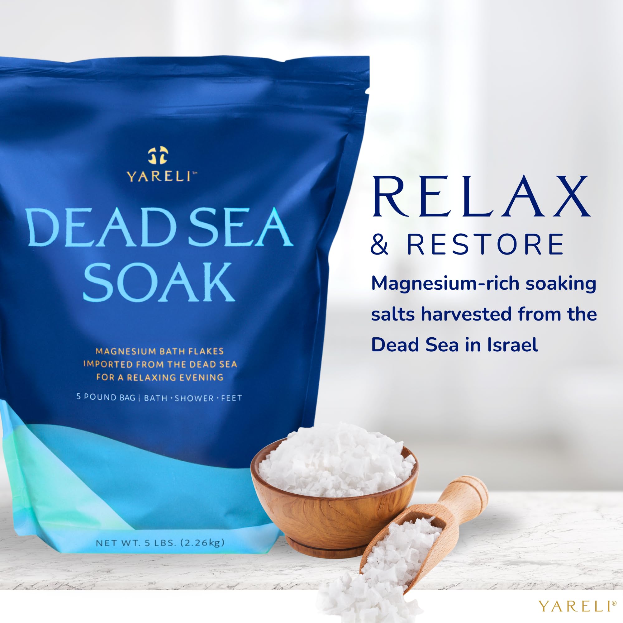 Yareli magnesium flakes no additives for a pure, fragrance-free soak.