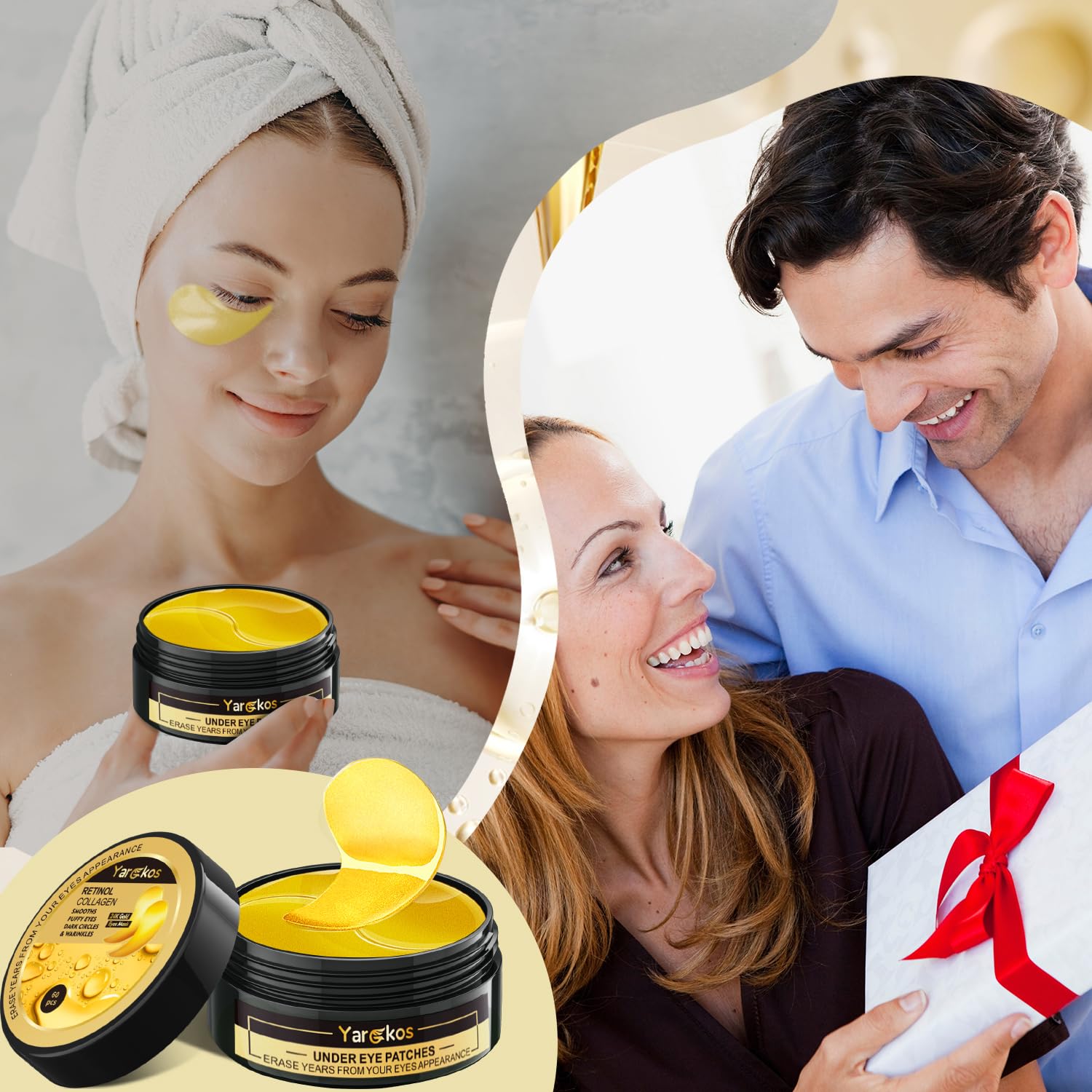 Yargkos 24K gold under-eye patches travel kit layout shows portability
