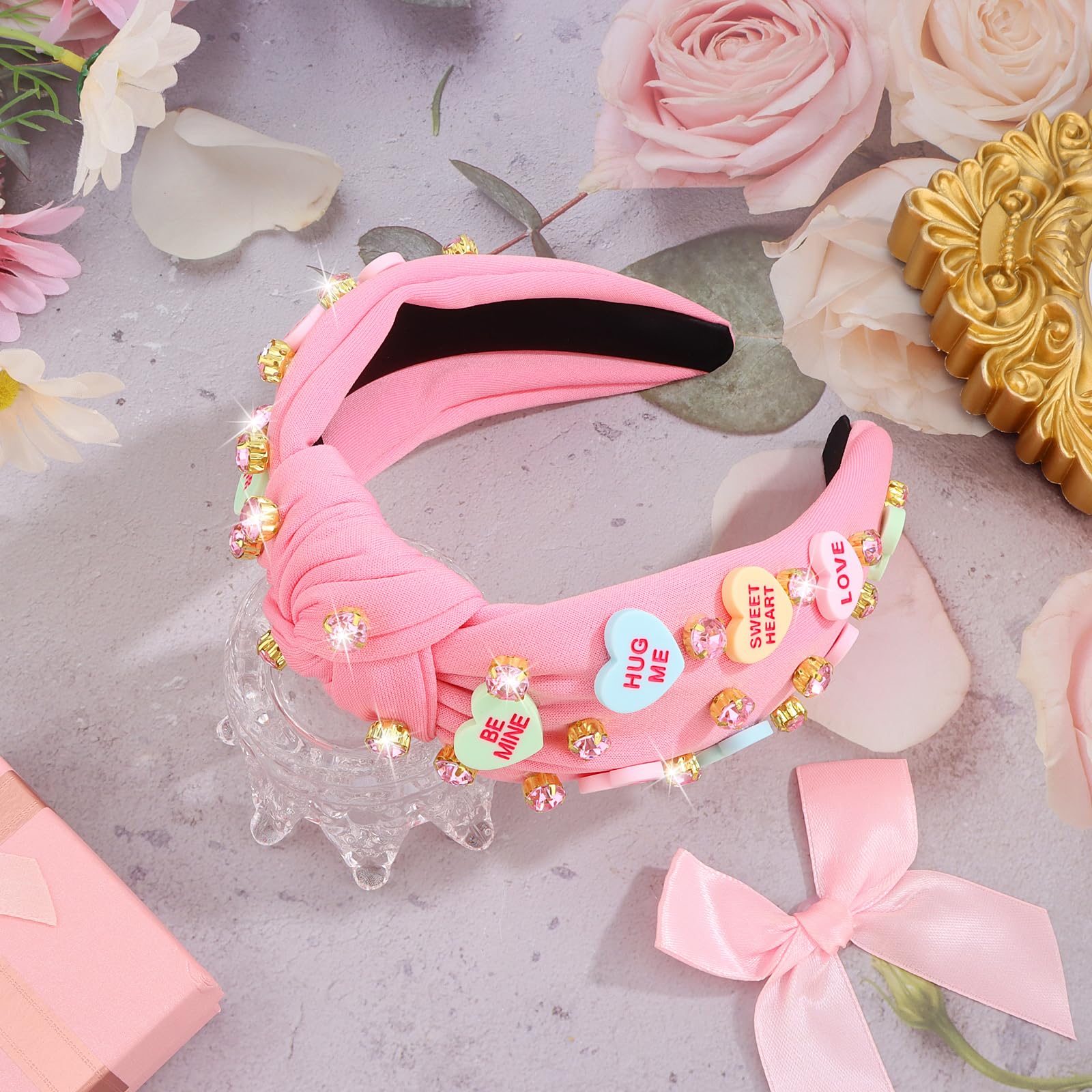 Diadema YARIEW pedrería rosa aporta brillo suave