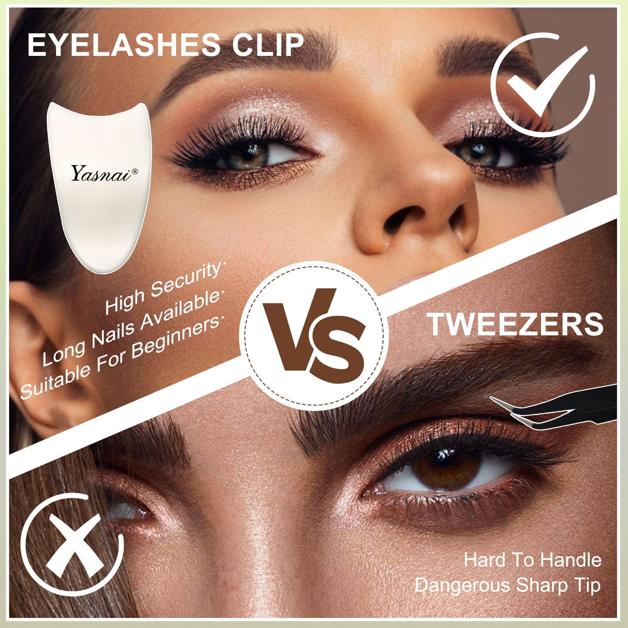 YASNAI eyelash tweezers tool aids careful lash placement for beginners.