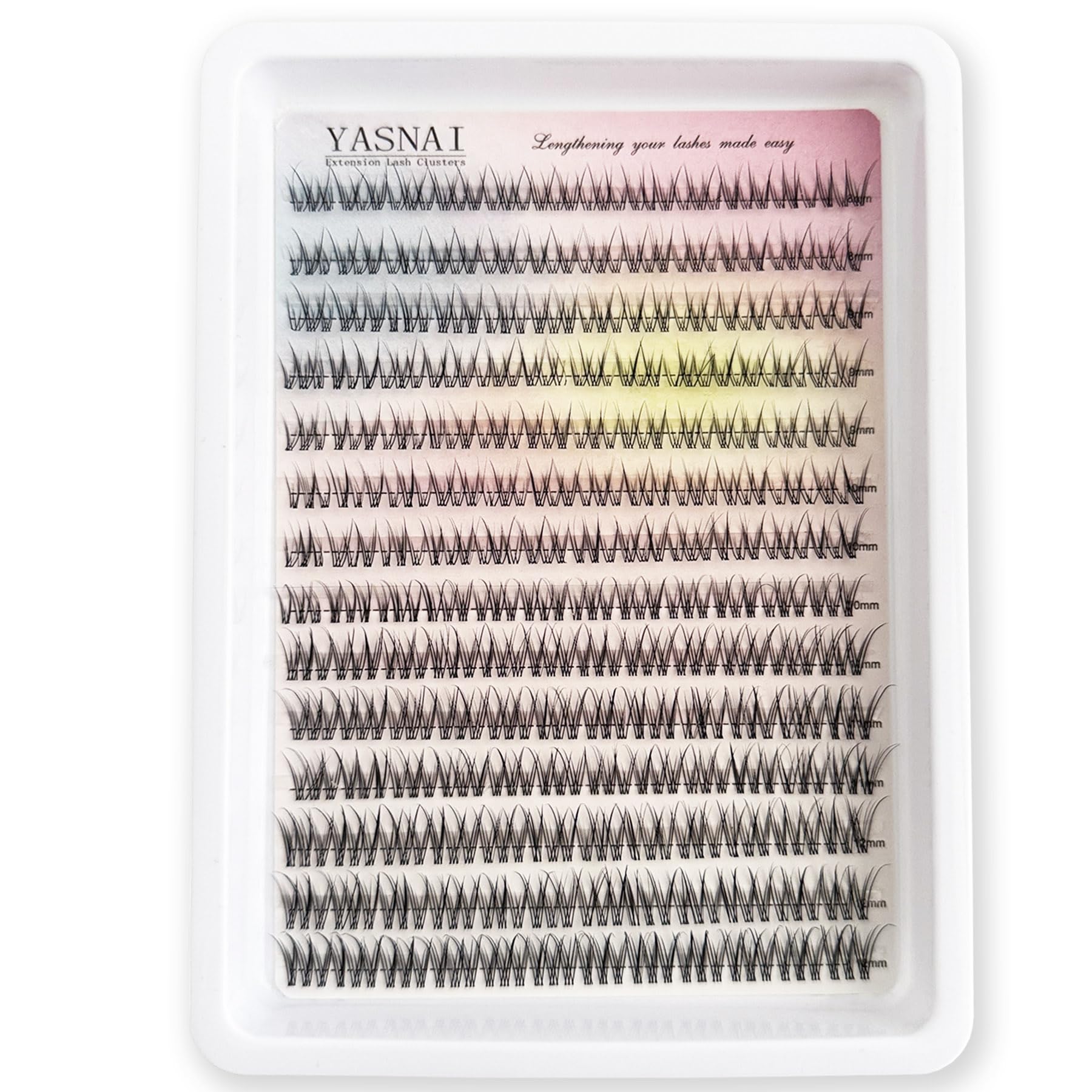 YASNAI 12mm-36-piece clusters for noticeable length without heaviness.