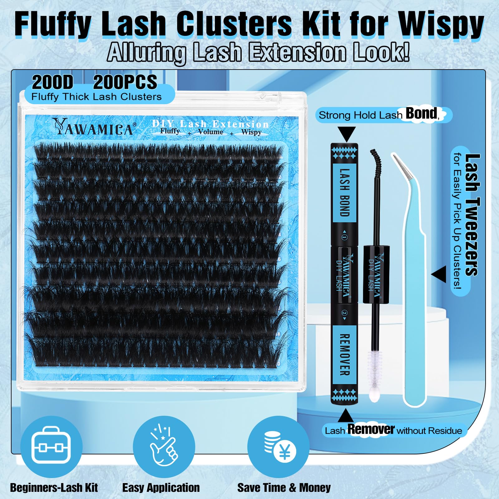 Yawamica 200D fluffy mink fiber lashes feel soft and natural.