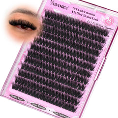 Yawamica 200D volume lash clusters 14mm being applied for a full, airy look.