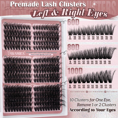 Yawamica 300-piece mix of 60D, 80D, 100D volumes for versatile looks.