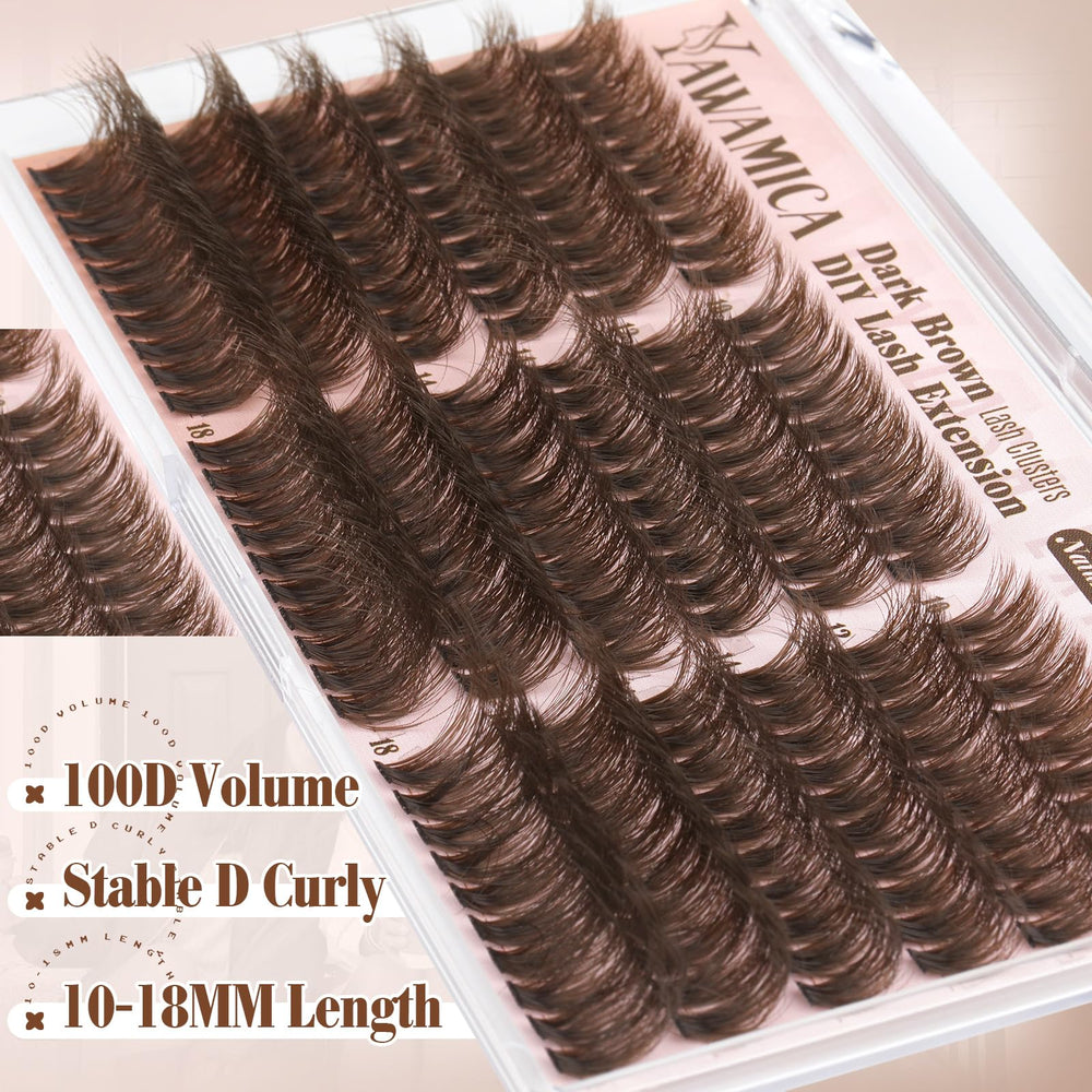 Yawamica application at home with lash clusters for quick salon-like results.