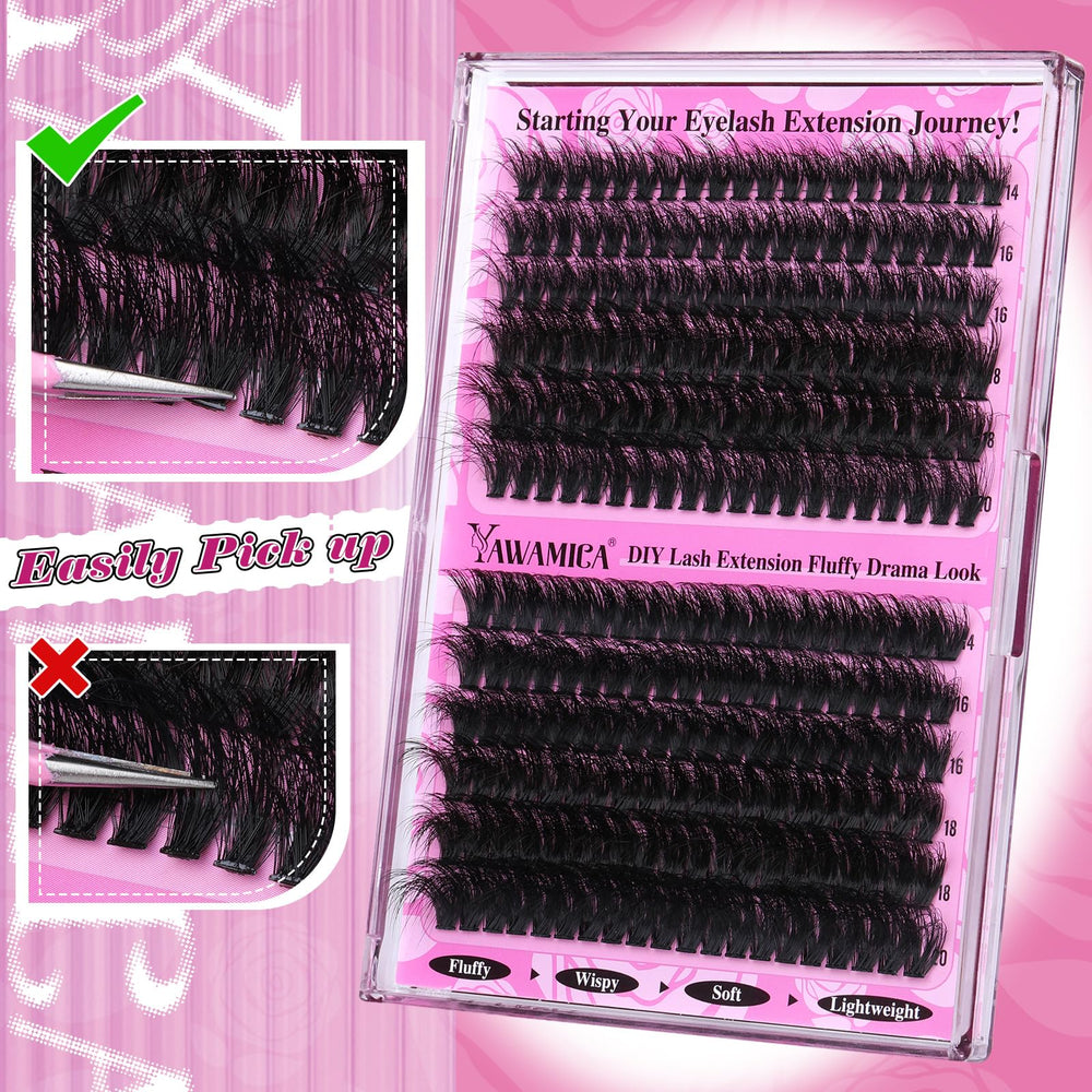 Yawamica beginner-friendly clusters support simple, hobbyist-friendly lash moments.
