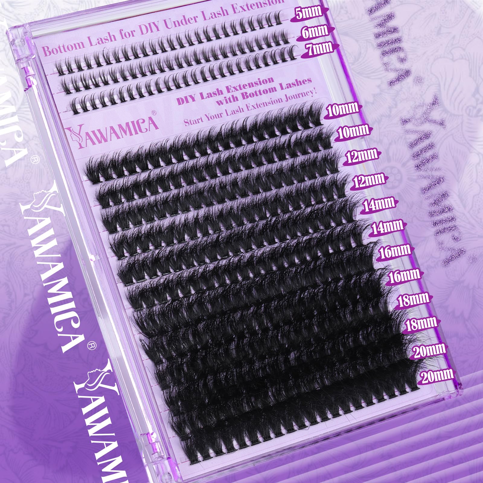 Yawamica bottom lashes 5-7mm add depth and balance to the look.