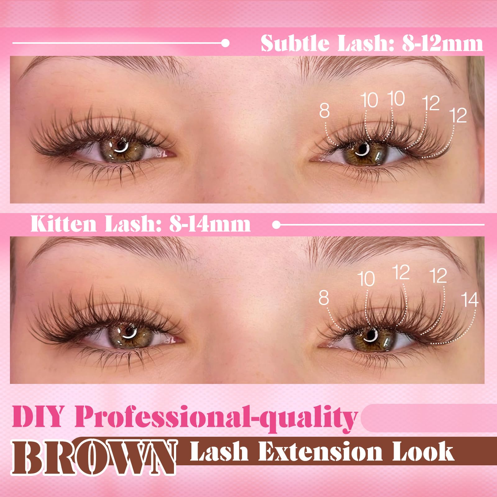 Yawamica C-curl brown lash clusters for defined, natural-looking lashes