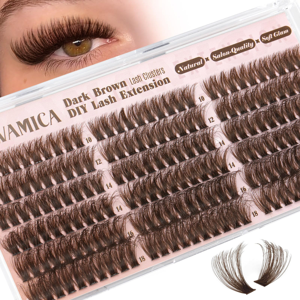 Yawamica brown fluffy lash clusters 100D for natural definition and soft daily glamour.