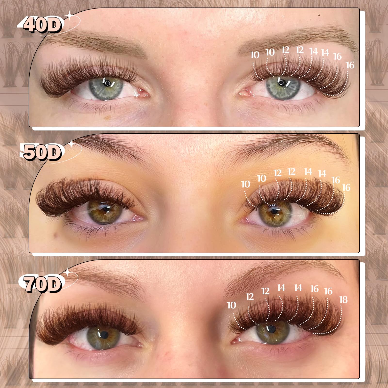 Yawamica brown lash clusters 12mm for balanced fullness