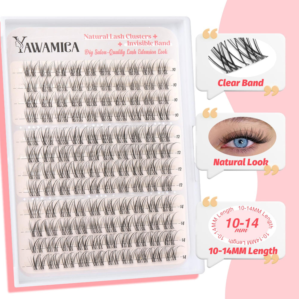 Yawamica C curl lash clusters provide a wide-eyed awake appearance.