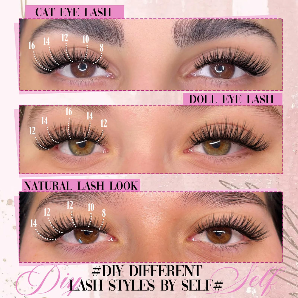 Yawamica Clear Band Lash Clusters blend invisibly for a seamless finish.