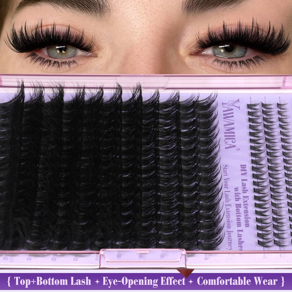 Yawamica D Curl clusters lift lashes while keeping a natural blend.