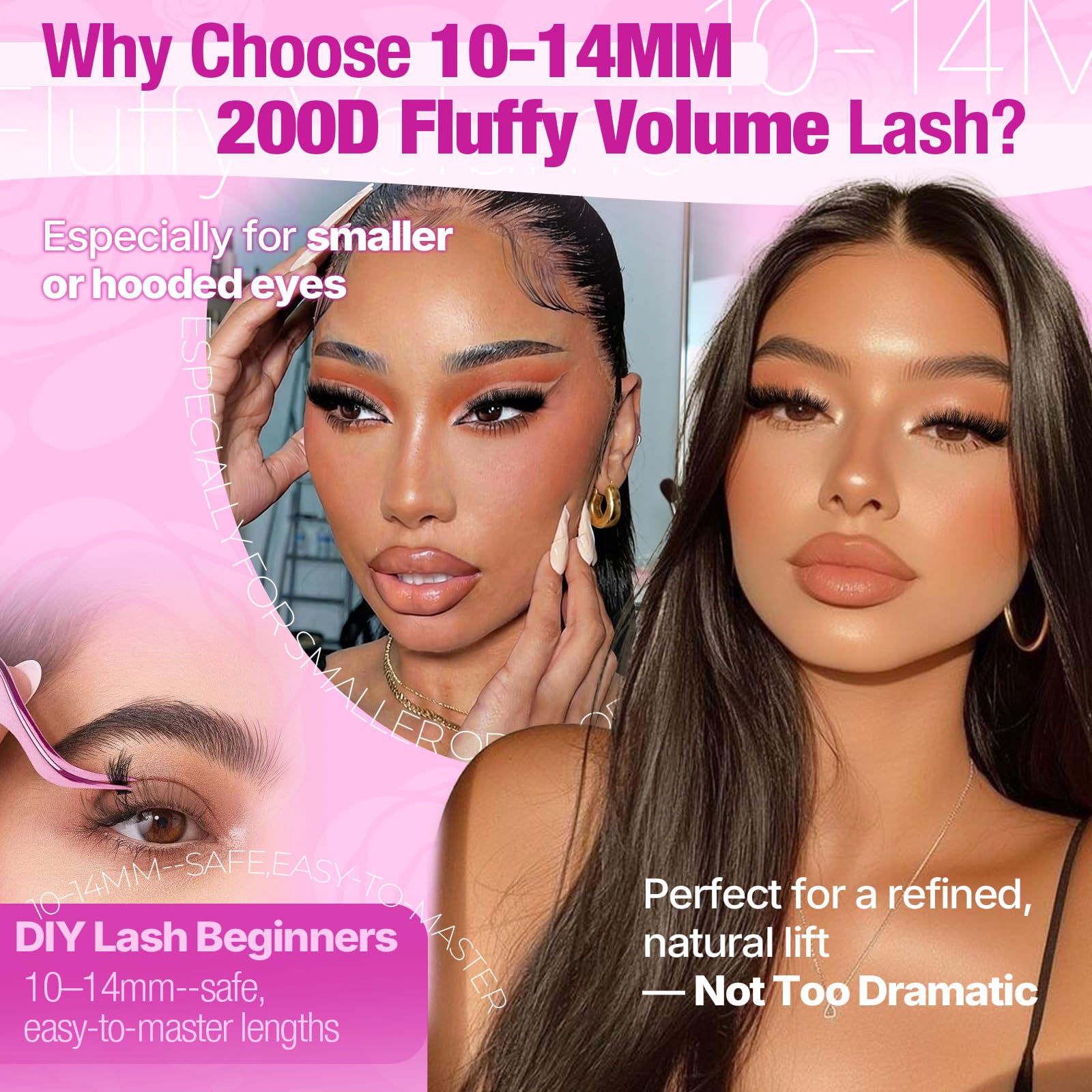 Yawamica D-curl lift lash clusters enhance eye definition with a natural look.
