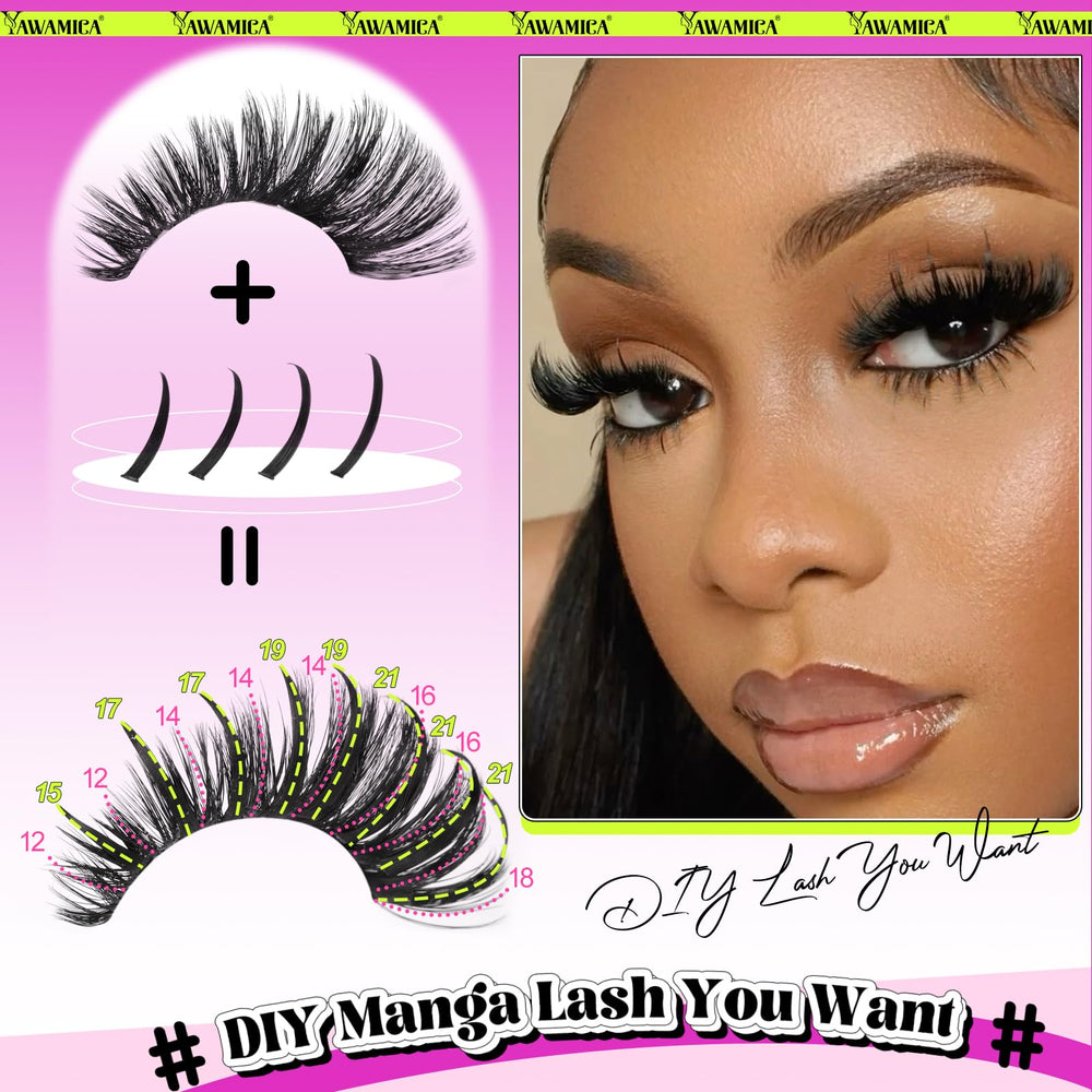Yawamica D-curly cluster eyelash 12-20mm delivers soft, seamless volume.