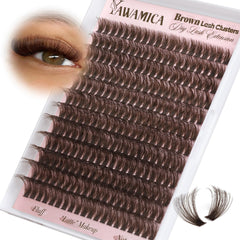 Yawamica dark brown lash clusters 80D for natural, lightweight volume.