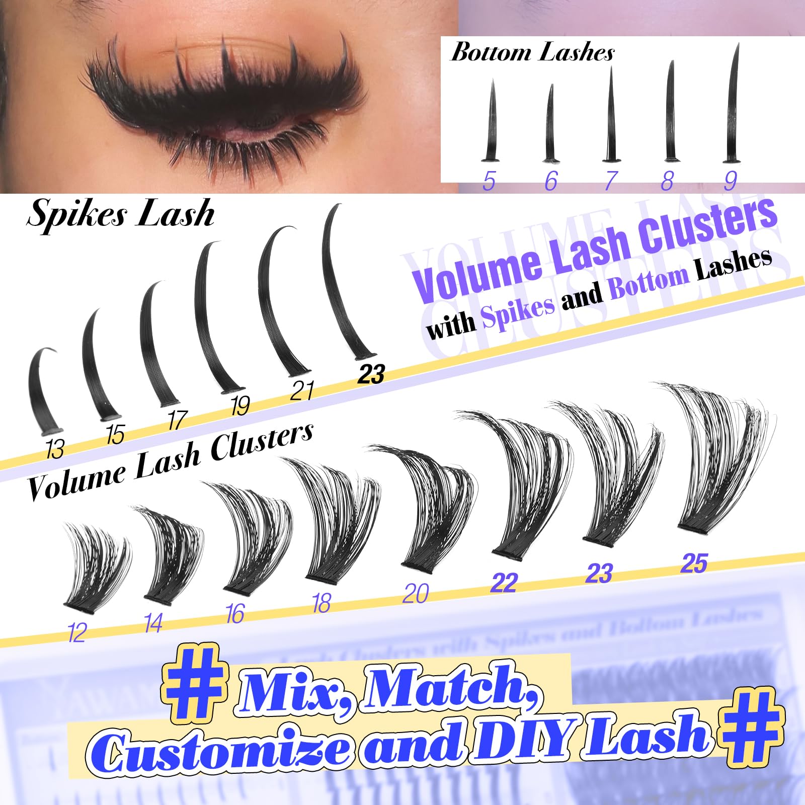 Yawamica D-curl wispy lashes for strong lift and wide-eyed drama.