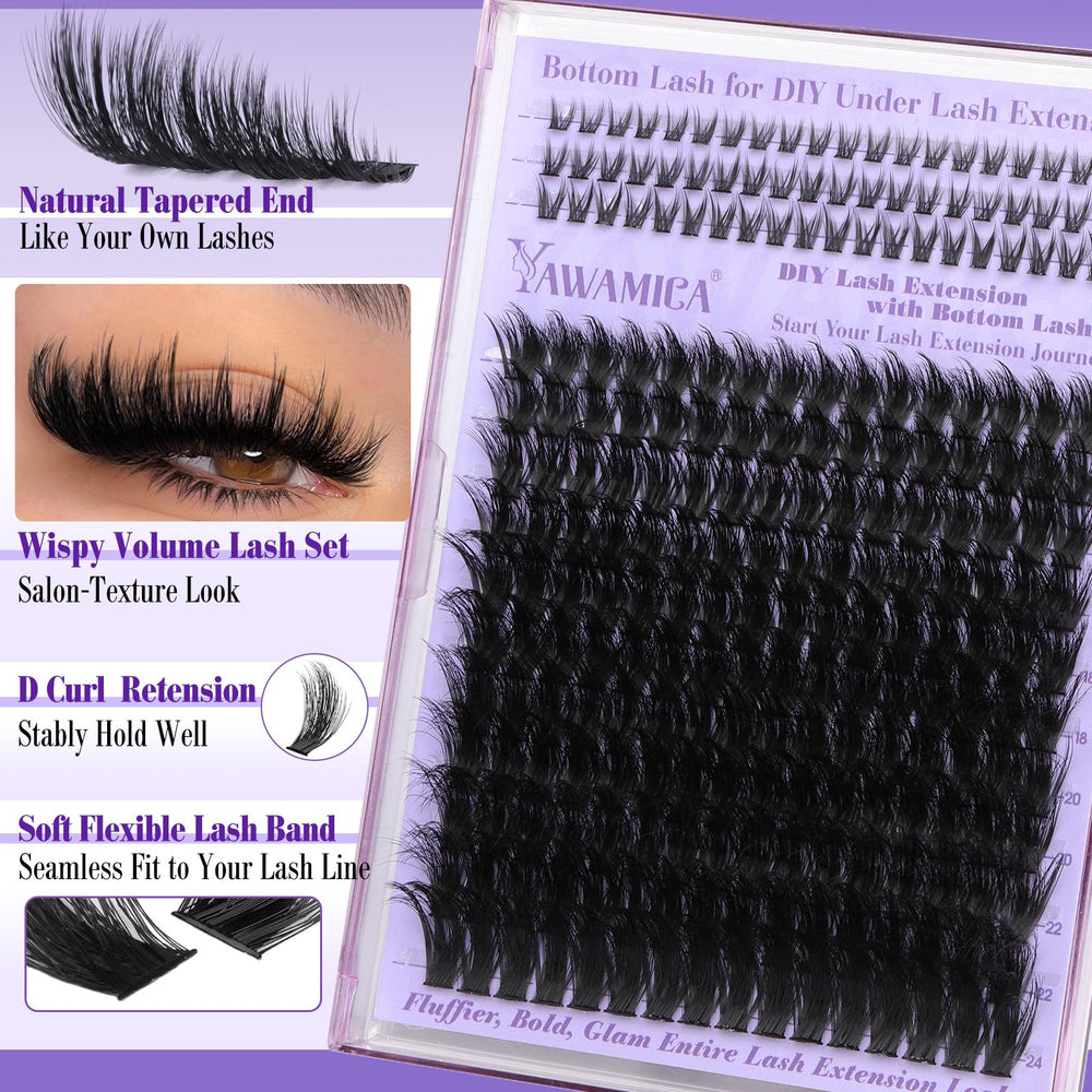 Yawamica DIY cluster lashes are easy to apply at home.