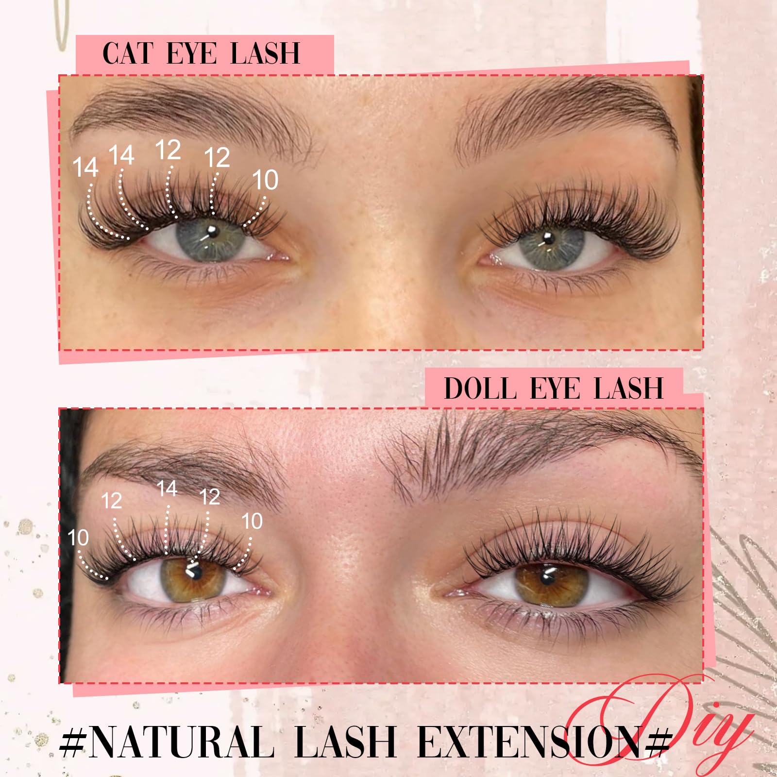 Yawamica DIY 10-14mm lash clusters allow customizable subtle lift.