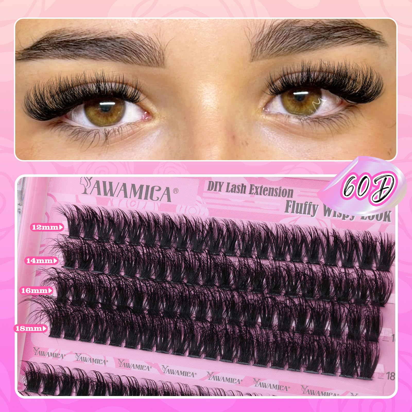 Yawamica 12-18mm dramatic fluffy lashes for a fuller look