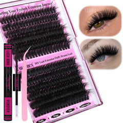 Yawamica fluffier lash clusters 150D-200D kit for dramatic at-home extensions
