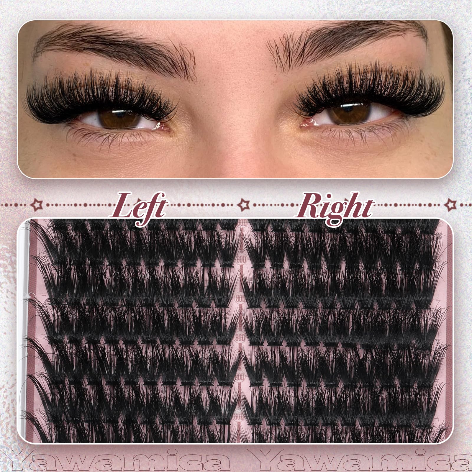 Yawamica Fluffier lash clusters 200D volume lashes for versatile length 9-18mm