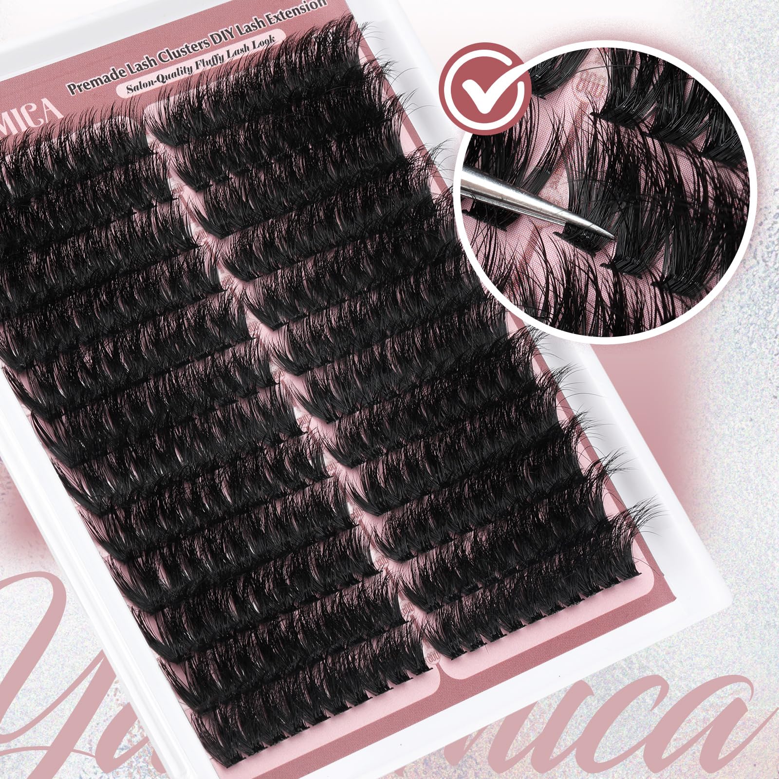 Yawamica Fluffier lash clusters left-right eye presorted for faster, neater application
