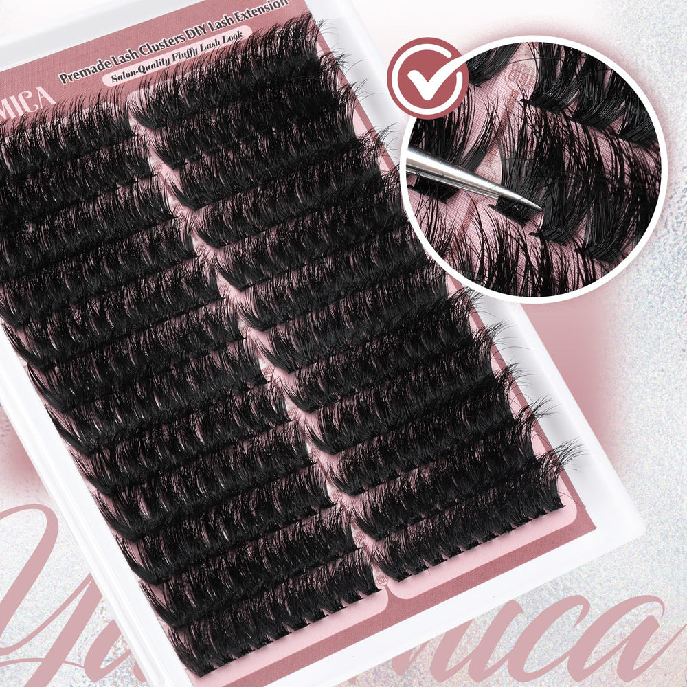 Yawamica Fluffier lash clusters left-right eye presorted for faster, neater application
