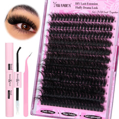 Yawamica fluffier lash extension kit with fluffy clusters for dramatic flutter