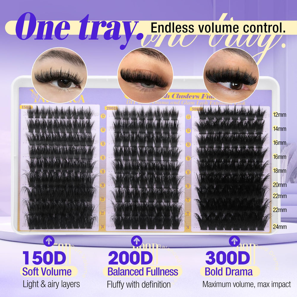 Yawamica D curl memory lash clusters lift and define the eyes.