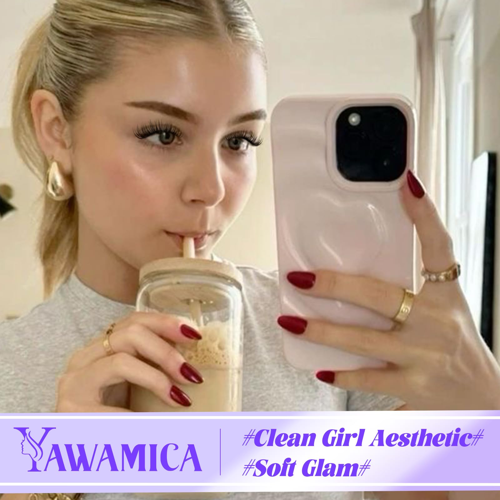 Yawamica invisible wide clear band lashes for seamless comfort.