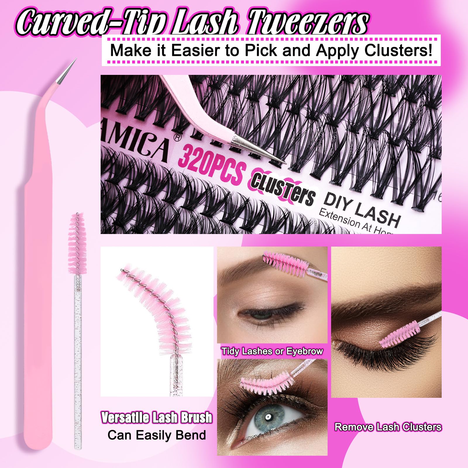 Yawamica lash brush supports even grooming