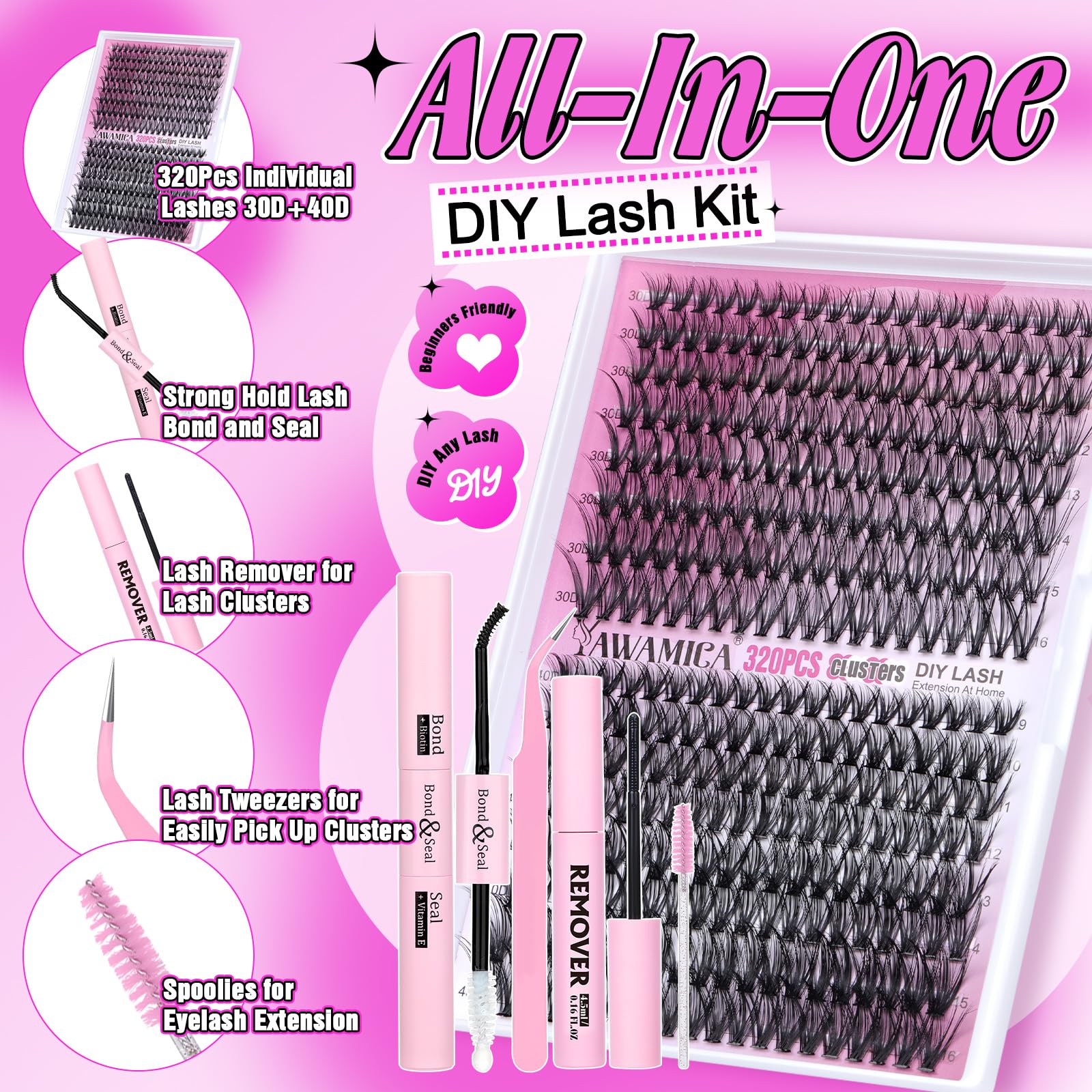 Yawamica lash clusters 9-16mm for versatile styles