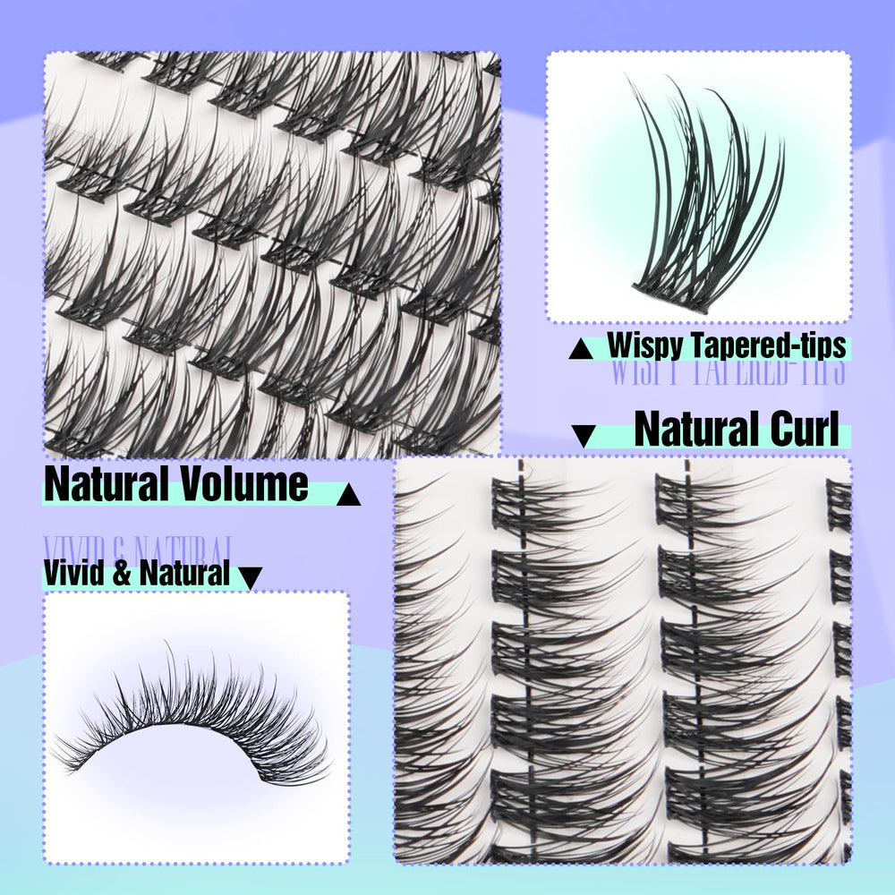 Yawamica natural lash clusters cat-eye 12mm creates kitten-eye definition with wispy texture.