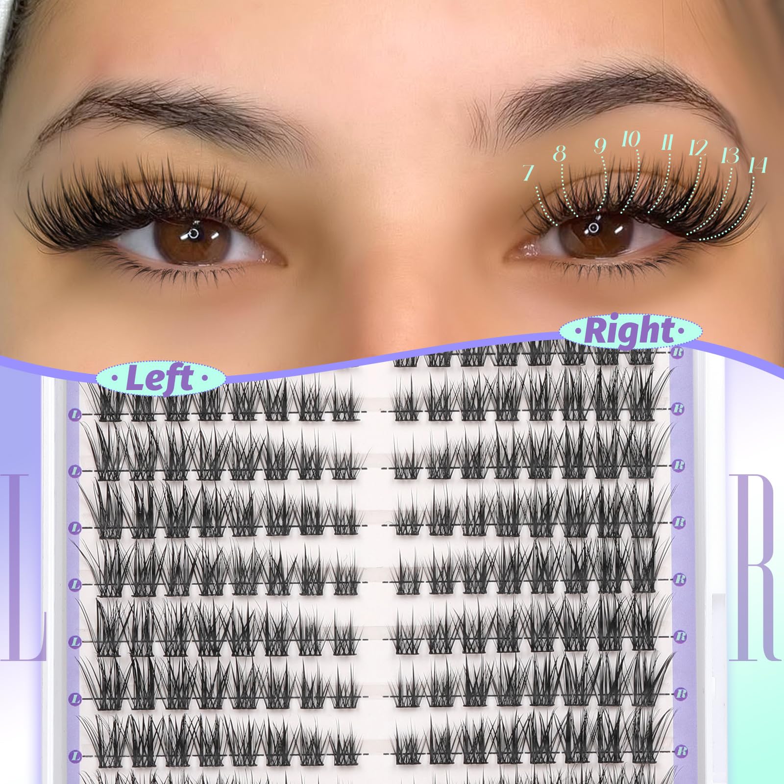 Yawamica natural lash clusters cat-eye 13mm extends length for elongated, graceful cat-eye.