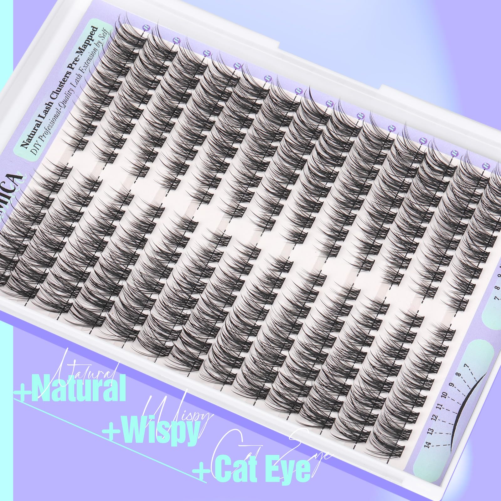 Yawamica natural lash clusters cat-eye 14mm delivers full cat-eye drama with natural blend.